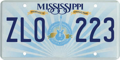 MS license plate ZLO223