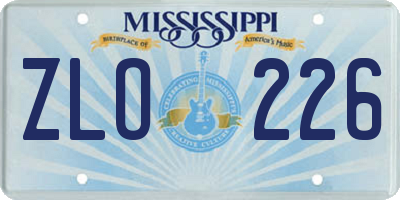 MS license plate ZLO226
