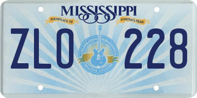 MS license plate ZLO228