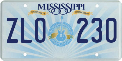 MS license plate ZLO230
