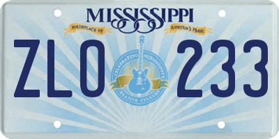 MS license plate ZLO233