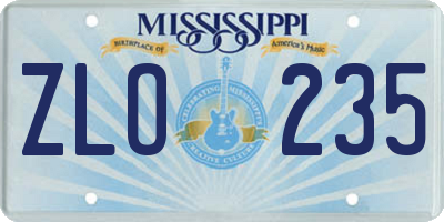 MS license plate ZLO235