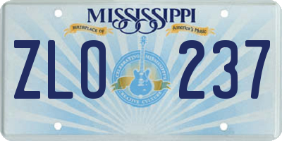 MS license plate ZLO237