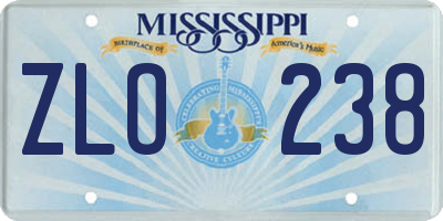 MS license plate ZLO238