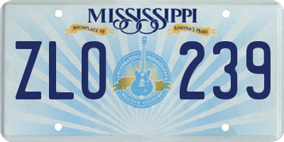 MS license plate ZLO239