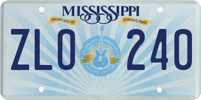 MS license plate ZLO240