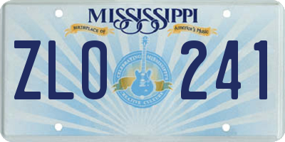 MS license plate ZLO241