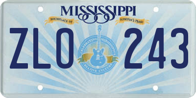 MS license plate ZLO243