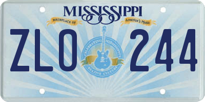 MS license plate ZLO244