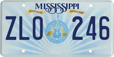 MS license plate ZLO246