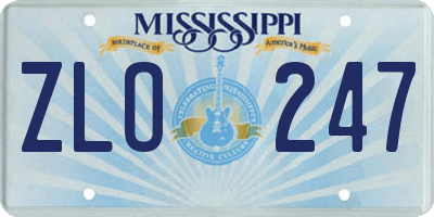 MS license plate ZLO247