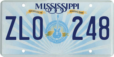 MS license plate ZLO248