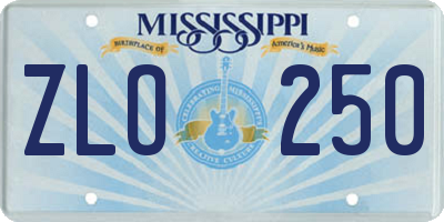 MS license plate ZLO250