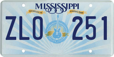 MS license plate ZLO251