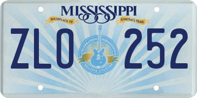 MS license plate ZLO252