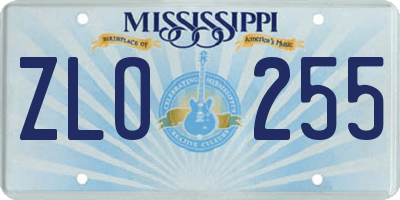 MS license plate ZLO255