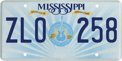 MS license plate ZLO258