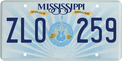 MS license plate ZLO259