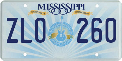 MS license plate ZLO260