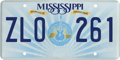 MS license plate ZLO261