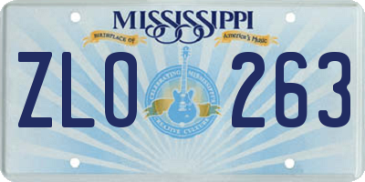 MS license plate ZLO263