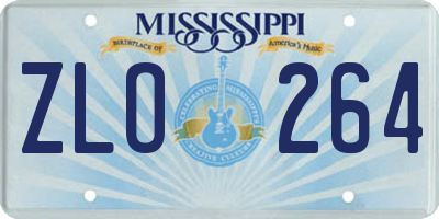 MS license plate ZLO264