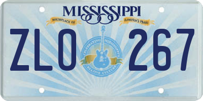 MS license plate ZLO267