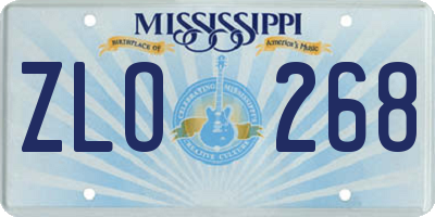MS license plate ZLO268