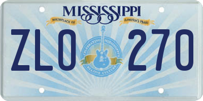 MS license plate ZLO270