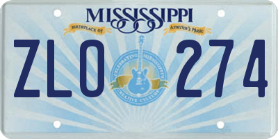 MS license plate ZLO274