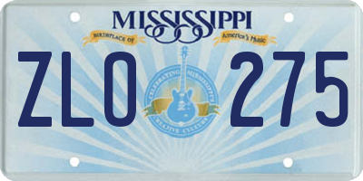 MS license plate ZLO275
