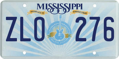 MS license plate ZLO276