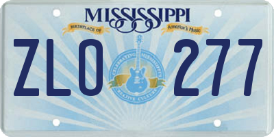 MS license plate ZLO277