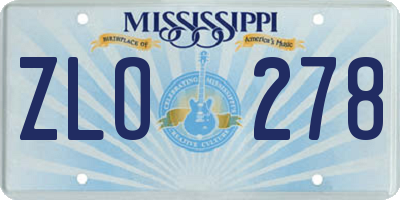 MS license plate ZLO278