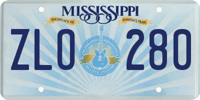 MS license plate ZLO280