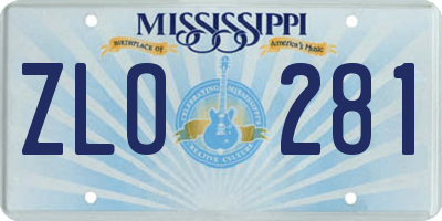 MS license plate ZLO281