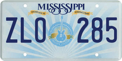 MS license plate ZLO285