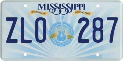 MS license plate ZLO287