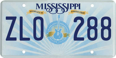 MS license plate ZLO288
