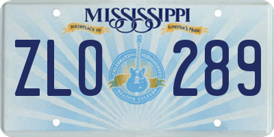 MS license plate ZLO289