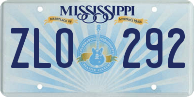 MS license plate ZLO292