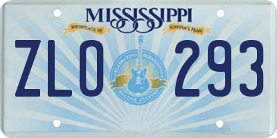 MS license plate ZLO293