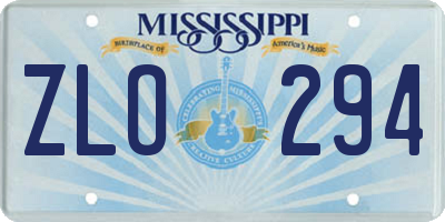 MS license plate ZLO294