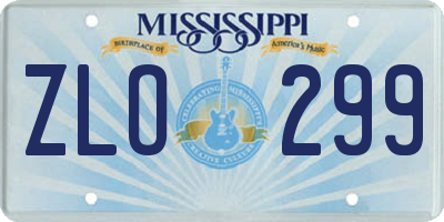 MS license plate ZLO299