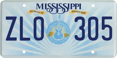 MS license plate ZLO305