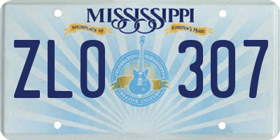 MS license plate ZLO307