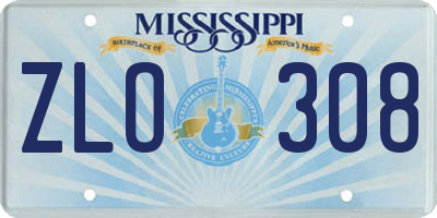 MS license plate ZLO308