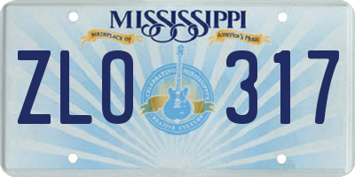 MS license plate ZLO317