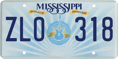 MS license plate ZLO318