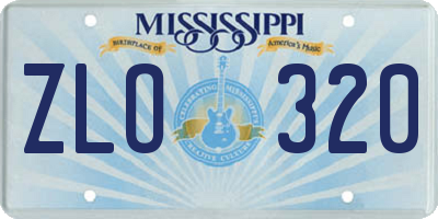 MS license plate ZLO320